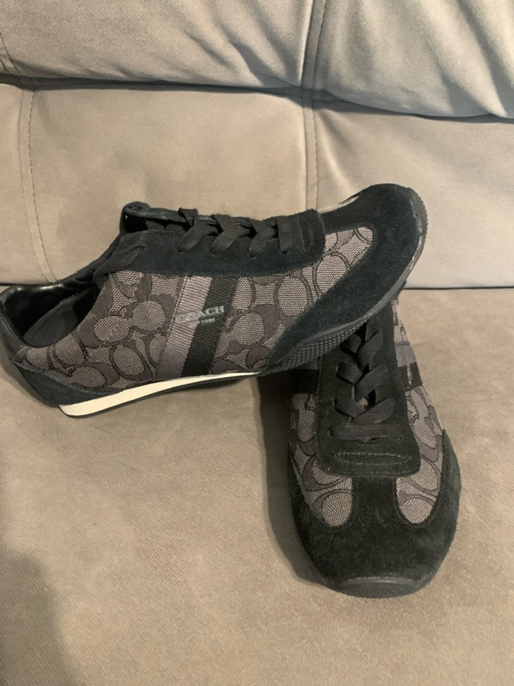 Coach Gray/Black Signature Monogram Sneakers